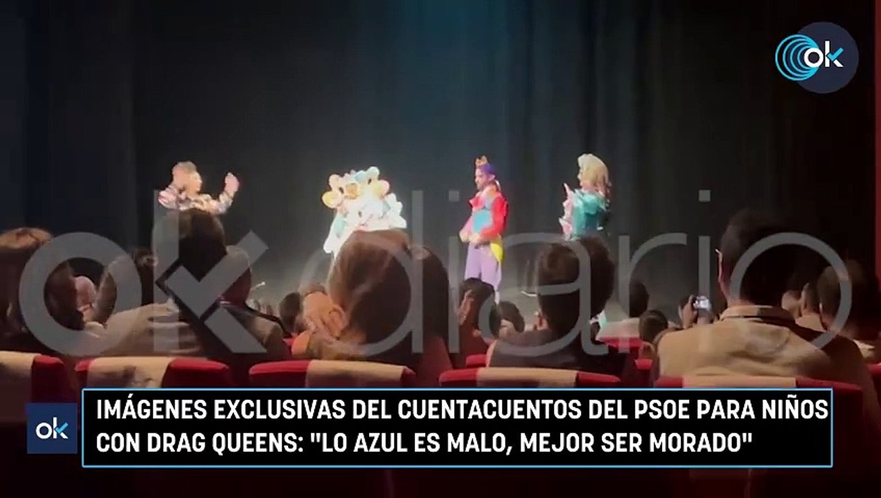 Imágenes exclusivas del cuentacuentos del PSOE para niños con drag queens: "Lo azul es malo, mejor ser morado"