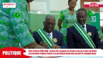 Côte d'Ivoire/ PDCI-RDA : remise des insignes de Grand-croix de l'ordre du Bélier au président Tidjane Thiam et au président honoraire du parti Pr Cowppli-Bony.