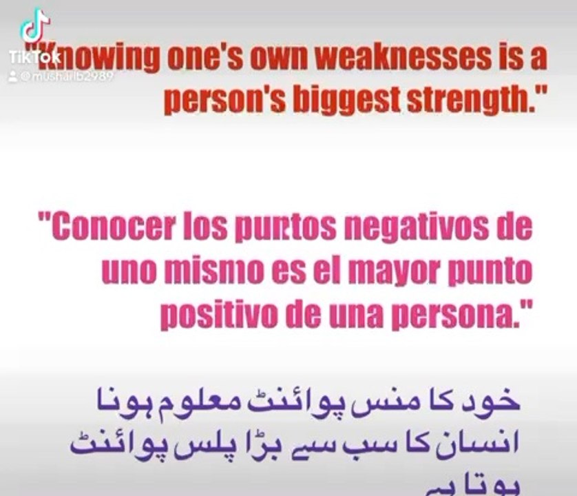 "Knowing one's own weaknesses is a person's biggest strength."