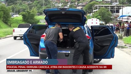 Policial penal derruba cancela, atira em inocentes e causa acidentes na Br