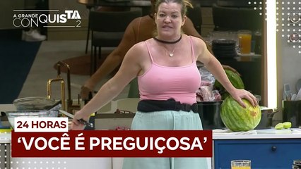 Geni ironiza Any por não colaborar nas tarefas da cozinha: ‘Melhor ajudante’ | A Grande Conquista