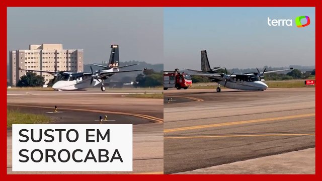 Avião ‘pousa de bico’ após pane em trem de pouso no interior de SP