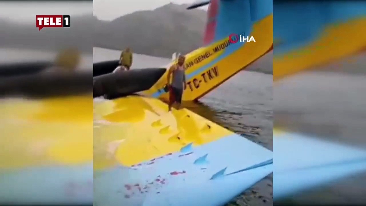 Göle batan yangın söndürme uçağının pilotları böyle kurtarıldı