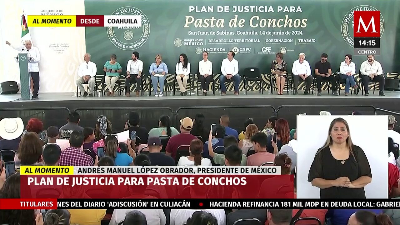 "Amor con amor se paga": AMLO encabeza evento de 'Justicia para Pasta de Conchos' en Coahuila