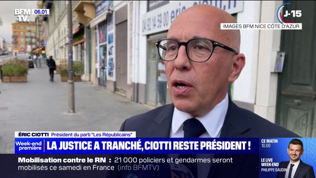 Crise chez LR: l'exclusion d'Éric Ciotti de la présidence suspendue par la justice