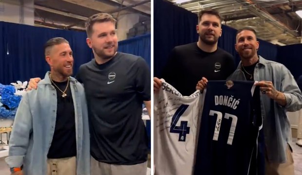 Sergio Ramos visita a Luka Doncic y los Dallas Mavericks previo al Juego 4 de las finales de la NBA