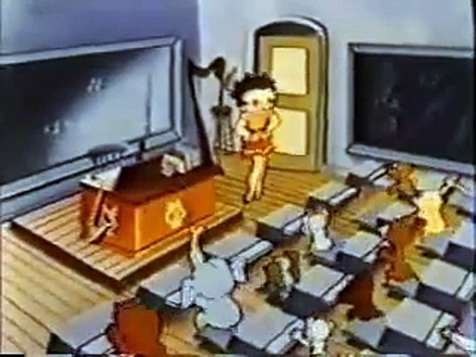 Betty Boop (1938) Pudgy in the Swing School (colorized), animated cartoon character designed by Grim Natwick at the request of Max Fleischer.