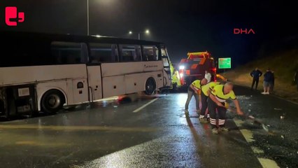 Kuzey Marmara Otoyolu'nda yolcu otobüsü devrildi: 2 yaralı
