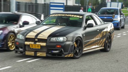 下载视频: JDM Cars Arriving at Go Japan 2023 - Pandem Skyline, Top Secret GT-R, 800HP Skyline R33, 1JZ Silvia