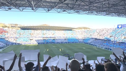 El himno del Málaga CF antes del partido contra el Nàstic de Tarragona