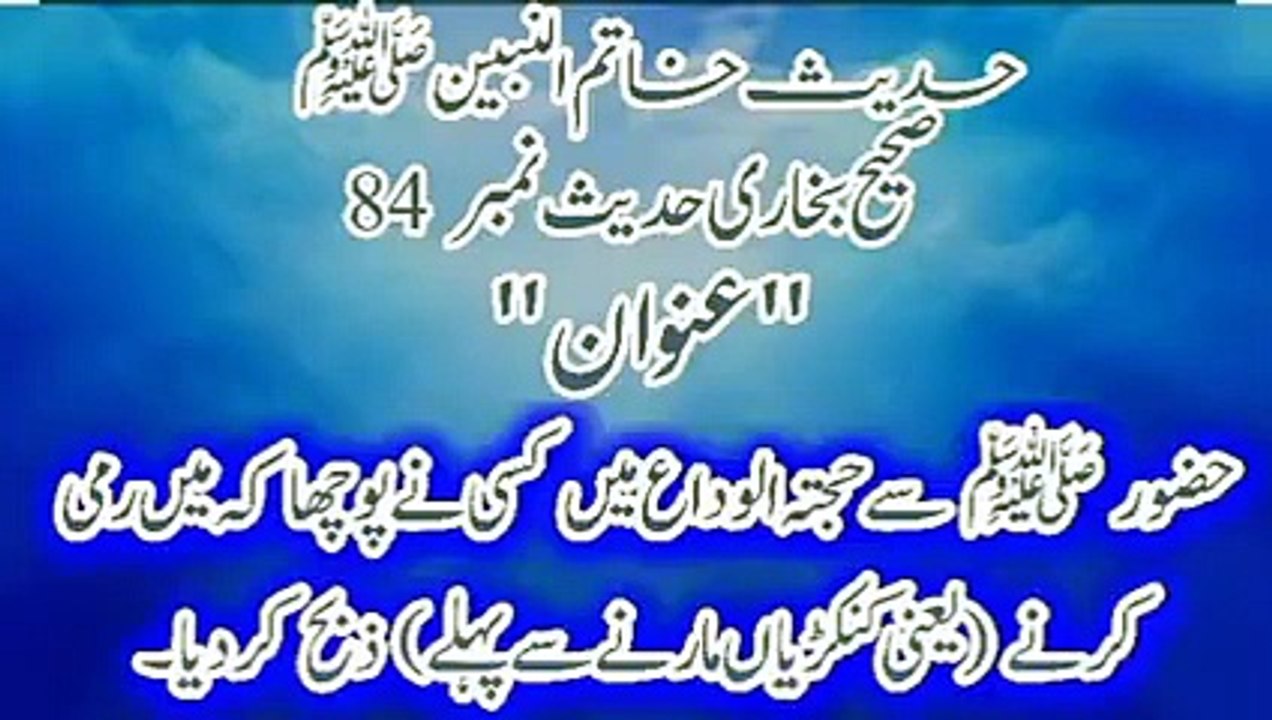 Sahih bukhari Hadees No 84 Hazoor ﷺ Se Hajat Ul Wada (حجتہ الوداع) Main Sawal.
