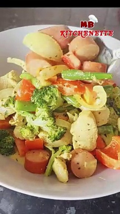 Easy Chicken Sausage Vegetables with Curry Recipe. Easy and Healthy #chicken #cooking #recipe #food #homecooked