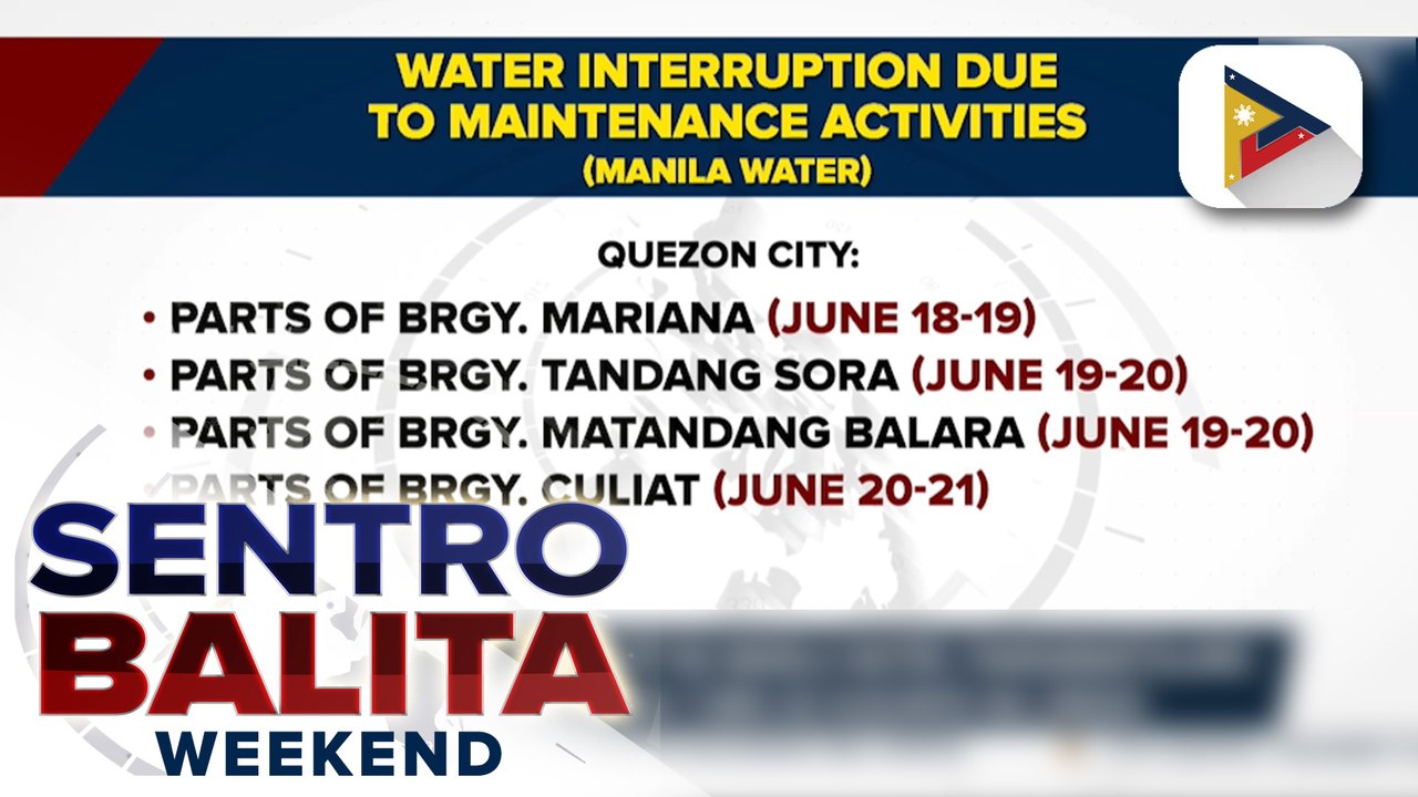 Ilang lugar na sakop ng Manila Water, pansamantalang mawawalan ng tubig sa susunod na linggo
