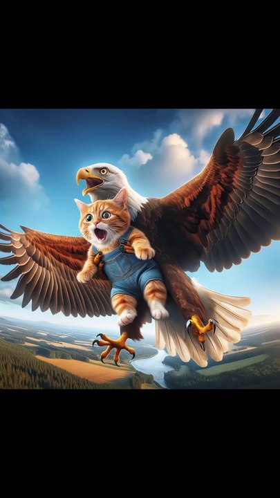 Eagle caught the kitten 