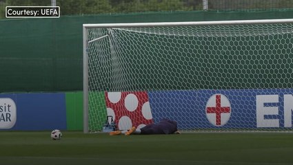 Jordan Pickford takes blow to the face at England training - day before Serbia Euros clash