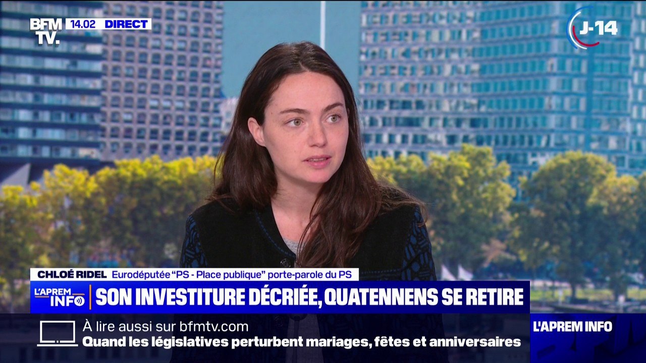 Retrait d'Adrien Quatennens: "Il a pris une décision au service du collectif", souligne Chloé Ridel (eurodéputée PS-Place publique)