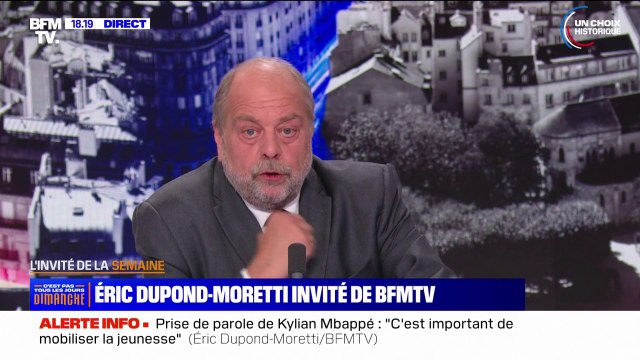 Ministres d'extrême droite au gouvernement: Si par malheur ça devait arriver, je suis un républicain, donc je serai au rendez-vous , affirme Éric Dupond-Moretti