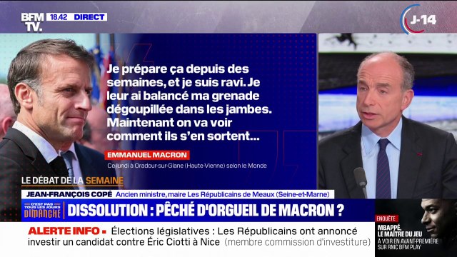 Ce qu'il a fait, c'est impardonnable : Jean-François Copé réagit aux propos d'Emmanuel Macron rapportés par Le Monde sur sa préparation de la dissolution de l'Assemblée nationale