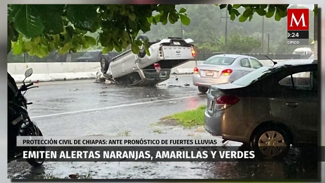 Declaran alertas naranjas, amarillas y verdes ante las lluvias intensas en Chiapas