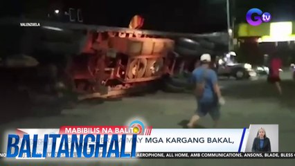 18-wheeler na may mga kargang bakal, tumagilid | Balitanghali