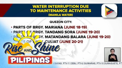 Ilang lugar na sakop ng Manila Water, pansamantalang mawawalan ng tubig ngayong linggo