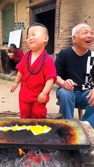 Chinese burger Making lunch with grandpa