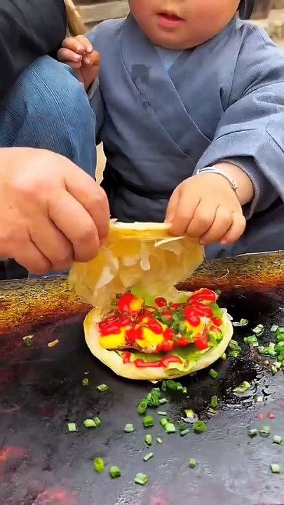 Chinese Burger Omelette eggs outdoors