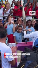 Marie-José Pérec arrive en Guadeloupe avec la flamme olympique