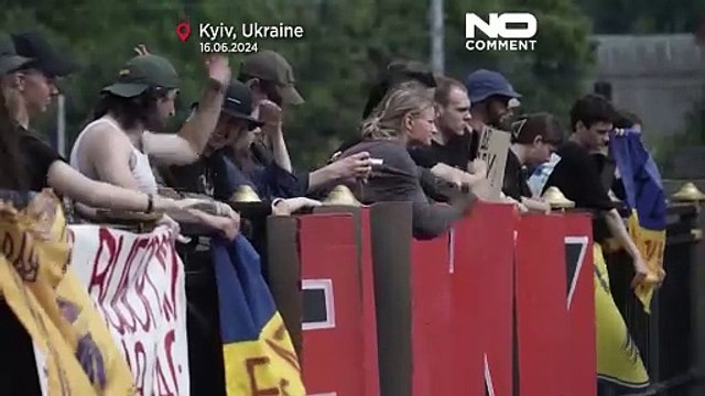 Relatives of captured Ukrainian soldiers call for their return home at protest in Kyiv