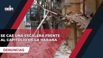 Se cae una escalera frente al capitolio de La Habana