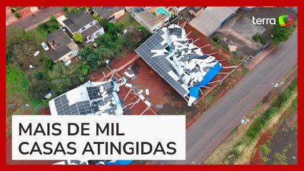 Imagens aéreas mostram destruição causada por microexplosão em São Luiz Gonzaga (RS)