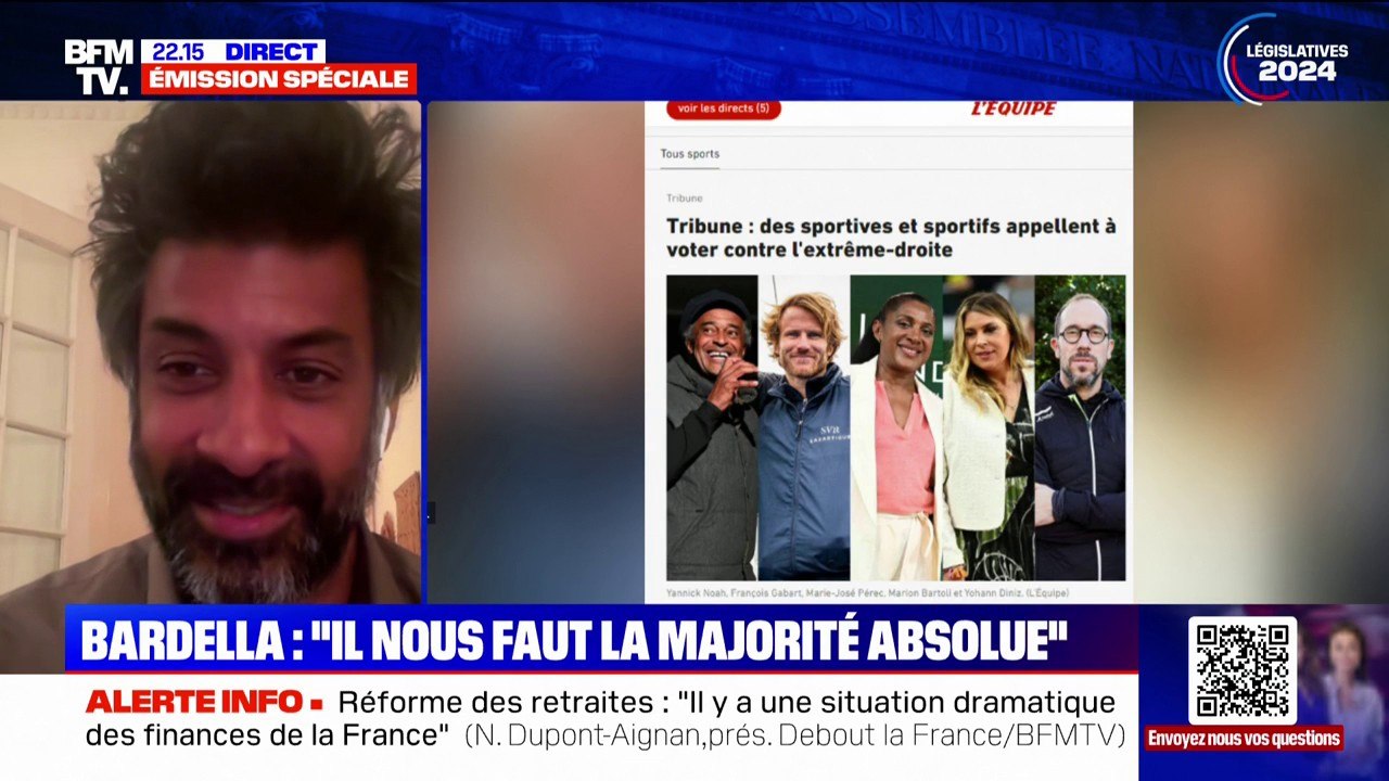 Tribune contre l'extrême droite: elle "a pour but de réveiller" les abstentionnistes, selon l'ancien footballeur Vikash Dhorasoo, qui fait partie des signataires