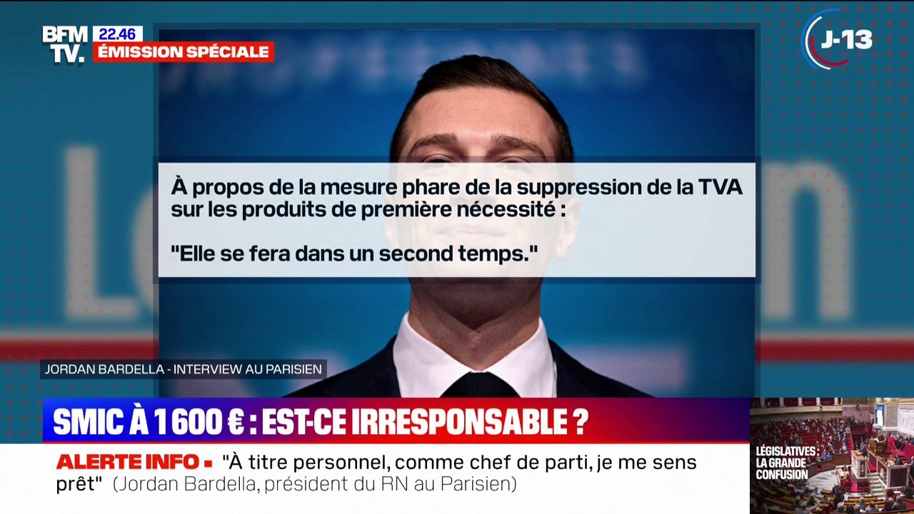 Suppression de la TVA sur les produits de première nécessité: "Elle se fera dans un second temps", explique Jordan Bardella au Parisien à propos de cette mesure phare du RN