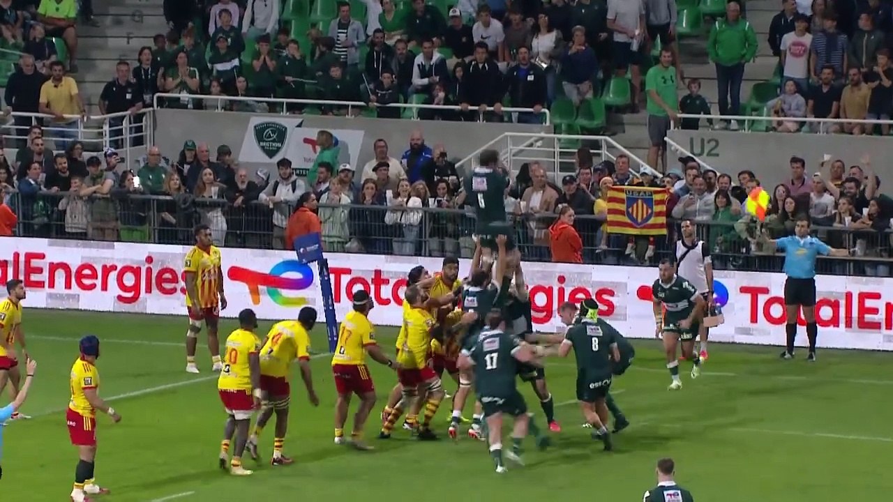 TOP 14 - Essai de Sam WHITELOCK (SP) - Section Paloise - USA Perpignan