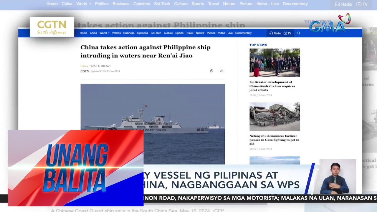 CCG – Resupply vessel ng Pilipinas at barko ng China, nagbanggaan sa WPS | Unang Balita