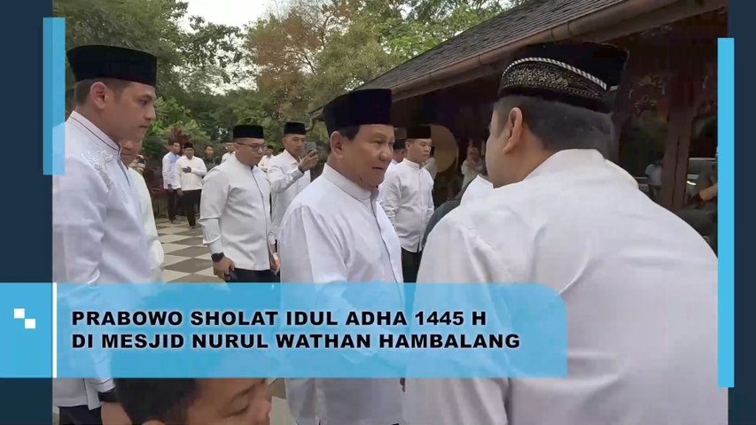 Prabowo Sholat Idul Adha 1445 H di Masjid Nurul Wathan Hambalang Bogor