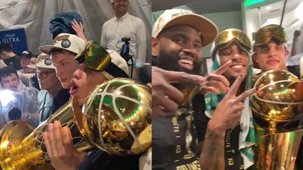 Celtics viven festejo de locura en los vestidores tras coronarse campeones de NBA