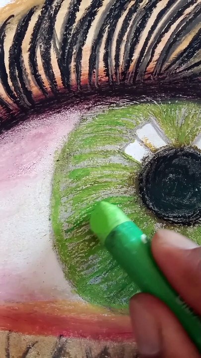 How to draw realistic eye with oilpastel/oilpastel painting/oilpastel drawing/easy painting/painting tutorial/how to use oilpastel/hyperrealistic painting/drawing techniques