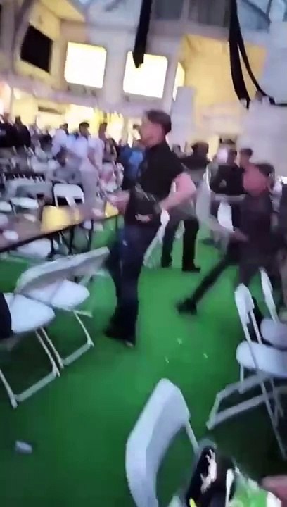 Blackpool's Winter Gardens Euros match descends into a brawl with chairs thrown