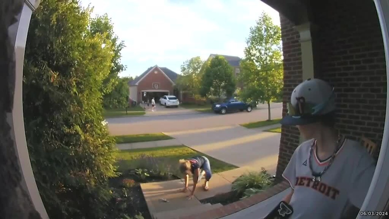 Woman Headed Home Loses Footing and Faceplants Outside Front Door