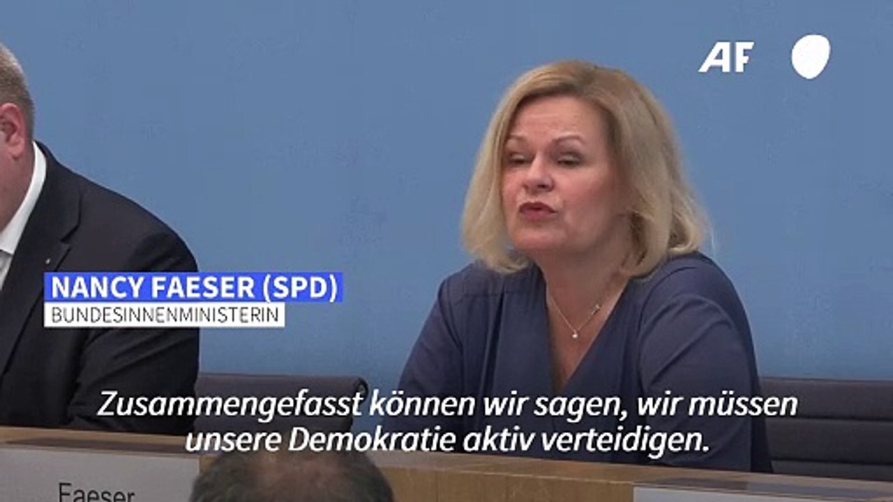 Faeser sieht Demokratie 'unter erheblichem Druck'