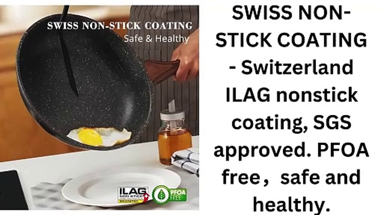 SENSARTE Nonstick Frying Pan Skillet, Swiss Granite Coating Omelette Pan, Healthy Stone Cookware Chef's Pan, PFOA Free (89.5101112.5 Inch) (8 Inch)