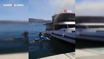 Bebek’te yat yangını: Kova ile müdahale ederek söndürmeye çalıştı