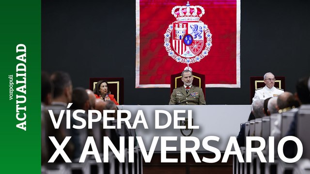 Felipe VI, ante la cúpula militar en la víspera del X aniversario de su proclamación