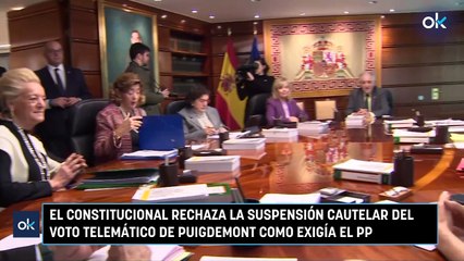 El Constitucional rechaza la suspensión cautelar del voto telemático de Puigdemont como exigía el PP