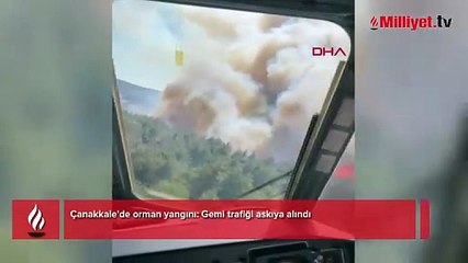 Çanakkale'de orman yangını: Gemi trafiği  askıya alındı