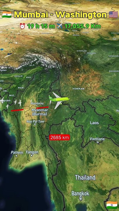Mumbai to Washington DC Flight Route Map |  #route #travel #automobile #flighttracking #car #map