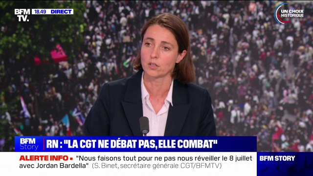 Appel de la CGT à voter pour le Nouveau Front populaire: La CGT ne débat pas avec l'extrême droite, elle la combat , affirme Sophie Binet (CGT)