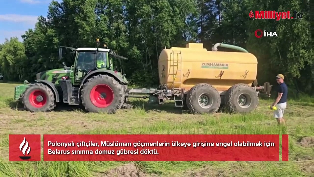 Polonyalı çiftçilerden çirkin hareket! Belarus sınırına domuz gübresi döktüler
