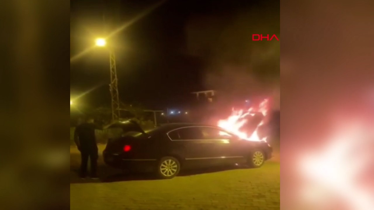Park halindeki otomobil alev alev yandı; o anlar kamerada